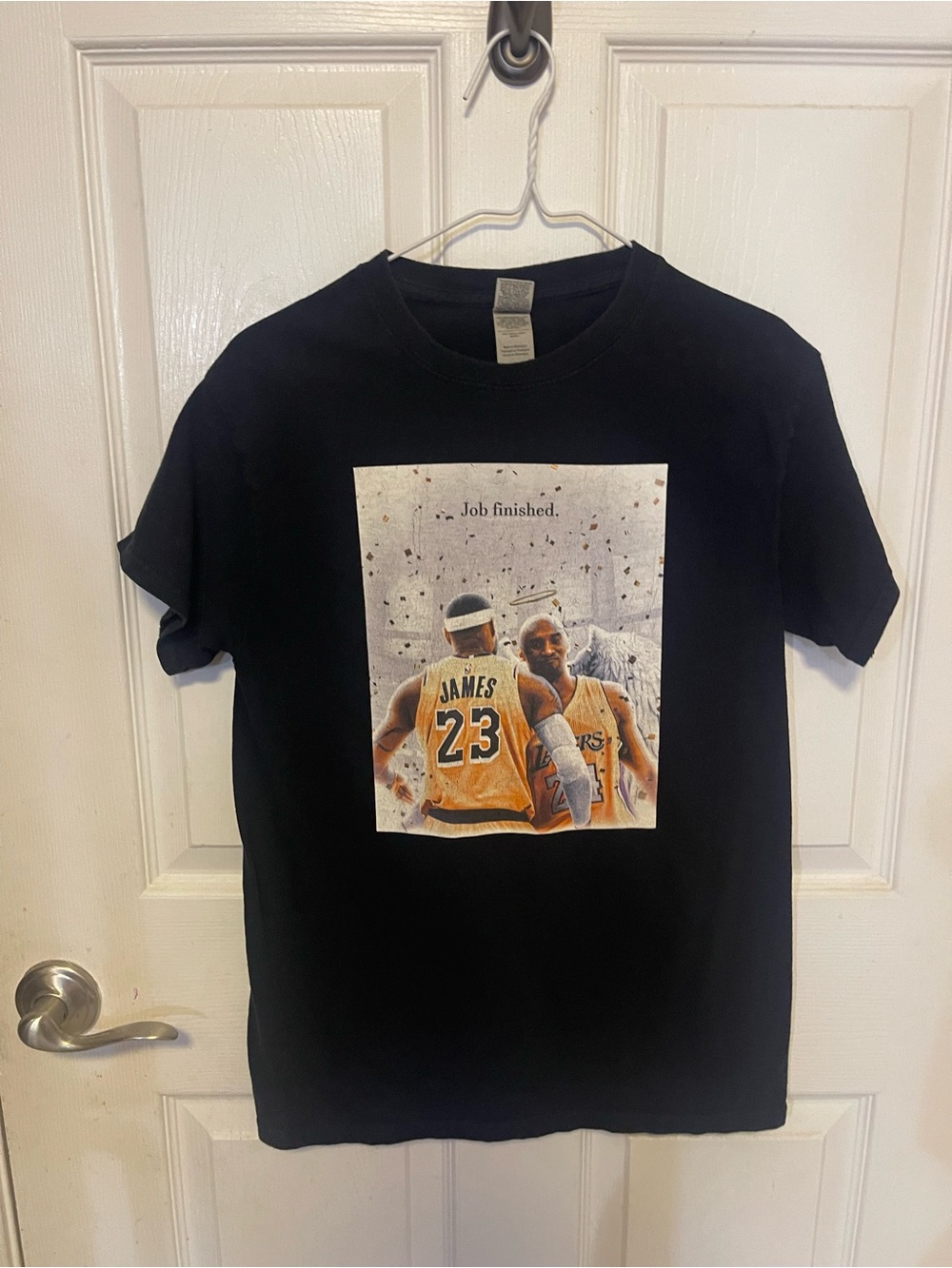 Gildan Black Tee with Yellow Graphic Basketball Image